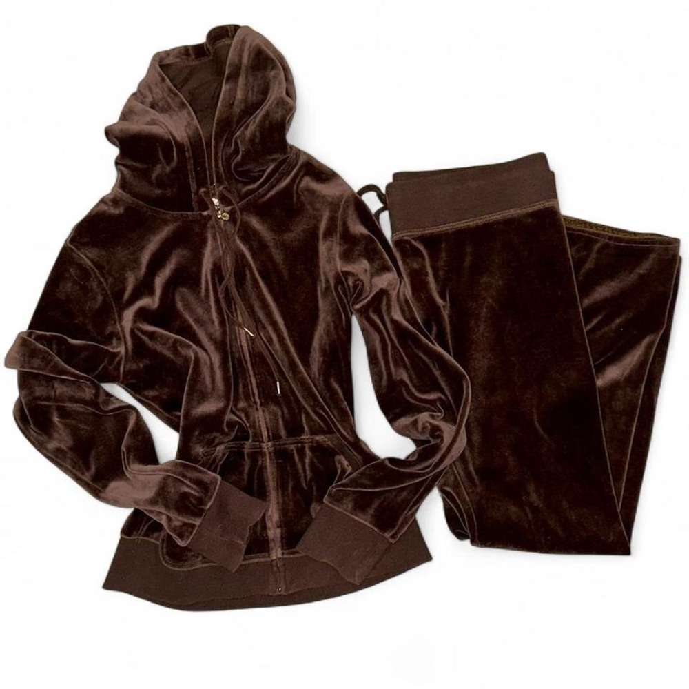 Vintage Chocolate Brown Express Velour Track Suit